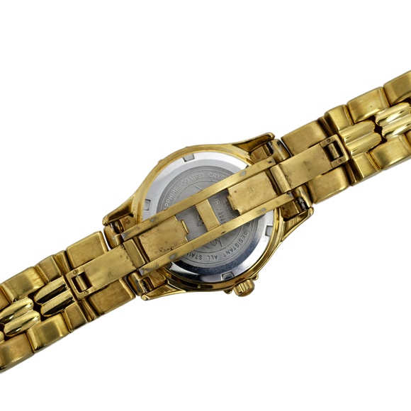 Lucien Piccard Stainless Steel Gold Tone Sapphire Bezel Ladies Swiss Watch 31mm main image 6